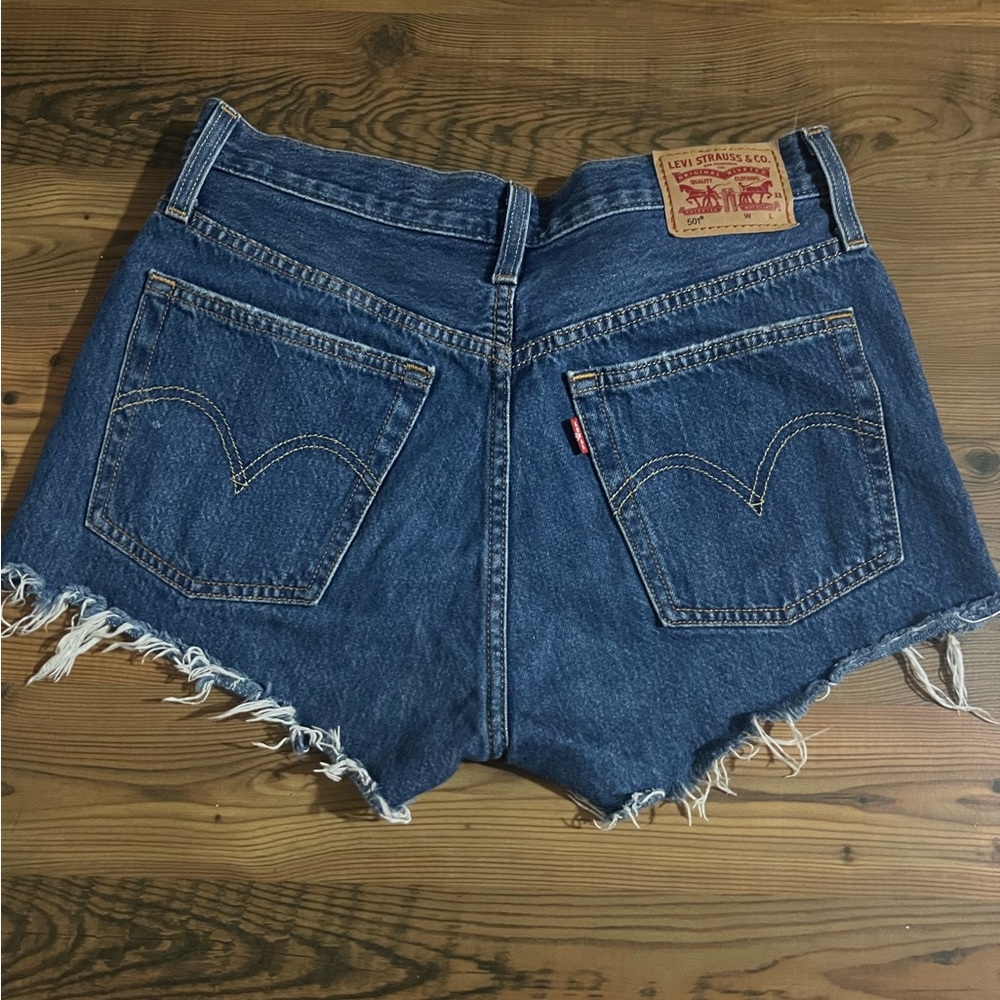 Distressed Levi 501 shorts